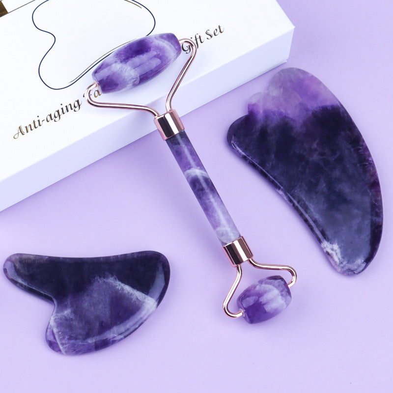 Radiance Amethyst Roller Kit with Heart Gua Sha
